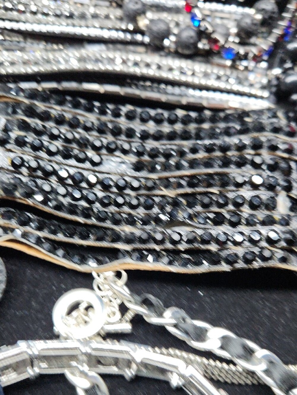 Black Multi-Strand Beaded Necklace & Bracelet Bundle - Picture 11 of 17